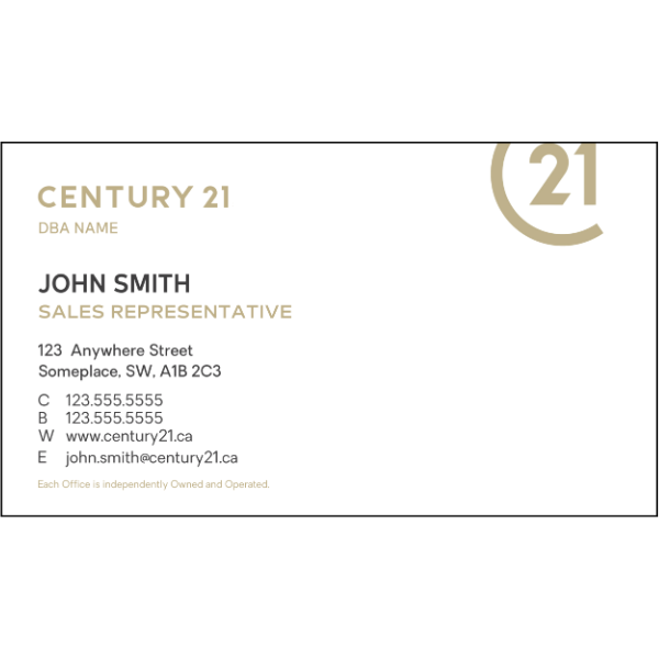 C21-BC-101 Business Card, Single Sided