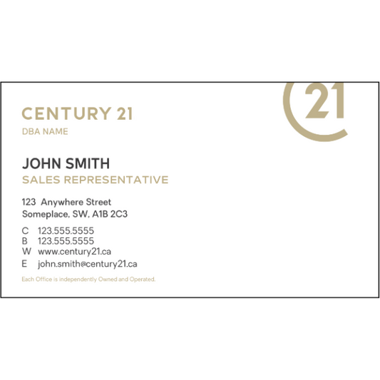 C21-BC-101 Business Card, Single Sided